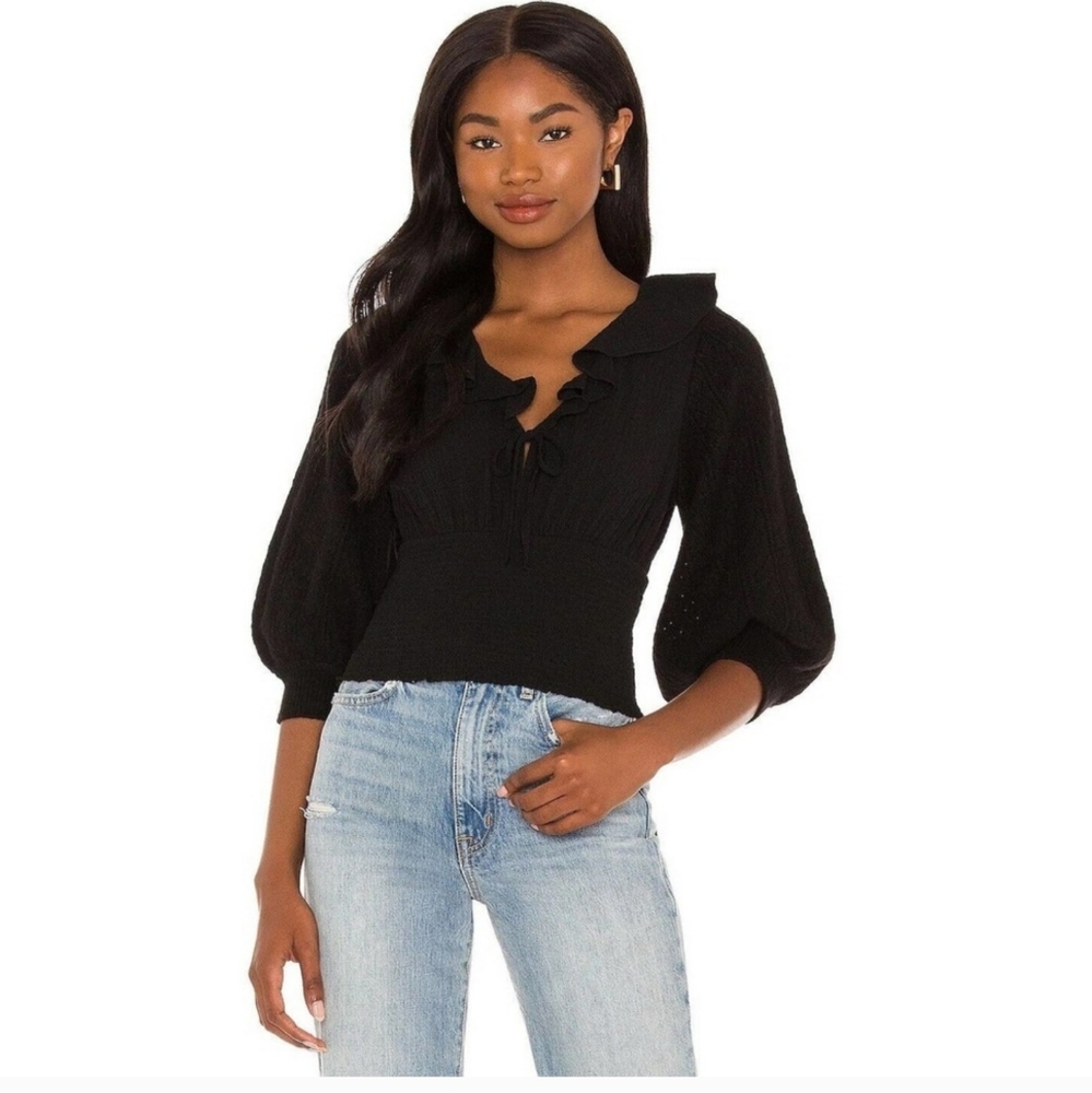 Free People Billie Sweater Top in Black